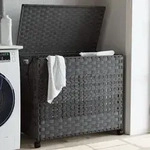 W&auml;schekorb Mit Rollen Grau 66x35x60 Cm Rattan - Vidaxl