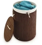 Relaxdays W&auml;schekorb Bambus, Faltbare W&auml;schetonne Mit Deckel, Volumen 70 L,