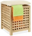 W&auml;schekorb Mit Sitz, Walnussholz, Stoff, Hxbxt: 50 X 39 X 39 Cm, 45 L W&auml;schebox,