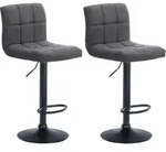 Clp - 2er Set Barhocker Calma Stoff Hellgrau Metall Matt Schwarz