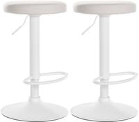 Clp - 2er Set Barhocker Ponte Kunstleder Wei&szlig; Metall Matt Weiss