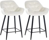 2er Set Barhocker Gibson Samt Sitzh&ouml;he 76 Cm Creme