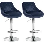 Clp - 2er Set Barhocker Lazio Samt Blau Chrom