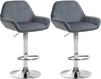 2er Set Barhocker Braga Samt Dunkelgrau Metall In Chromoptik