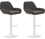 2er Set Barhocker Braga Stoff Dunkelgrau Wei&szlig;