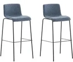 2er Set Barhocker Hover Stoff 4-fu&szlig; Gestell Blau Schwarz