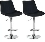 Clp - 2er Set Barhocker Toni Stoff Schwarz Metall In Chromoptik