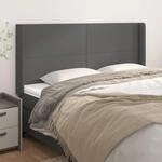 Kopfteil Mit Ohren Grau 203x16x118/128 Cm Kunstleder Vidaxl