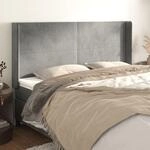 Kopfteil Mit Ohren Hellgrau 203x16x118/128 Cm Samt Vidaxl