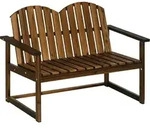 Outsunny Gartenbank, 2-sitzer Sitzbank, Holzbank Mit R&uuml;ckenlehne, Armlehne,