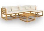 6-tlg. Garten-lounge-set Mit Auflagen Creme Massivholz Akazie Vidaxl