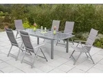 Taviano Set 7tlg 6 Sessel Tisch 160(220)x90cm Alu/textil