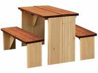 ZidZed Picknick Set aus Holz Picknicktisch & Picknickbank für Kinder - Braun - AXI