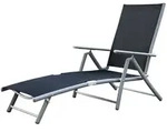 Deckchair 4-fach Silber/schwarz Alu/textil