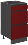 K&uuml;chenunterschrank R-line, Rot, 40 Cm J-shape, Mit Schubladen, Ohne Arbeitsplatte