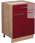 K&uuml;chenunterschrank Fame-line, Bordeaux Hochglanz, 60 Cm Mit Schublade, Ohne