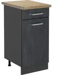 Vicco - K&uuml;chenunterschrank R-line, Schwarz Beton, 40 Cm Ap Eiche