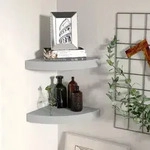 Vidaxl Floating Corner Shelves 2 Pcs Grey 25x25x3,8 Cm Mdf