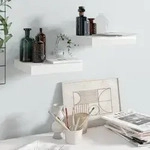 Schweberegale 2 Stk. Hochglanz-wei&szlig; 23x23,5x3,8 Cm Mdf Vidaxl