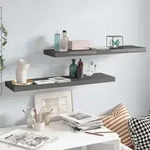Schweberegale 2 Stk. Hochglanz-grau 90x23,5x3,8 Cm Mdf Vidaxl