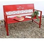 Dandibo - Gartenbank Metall Wetterfest Rot 120 Cm 2 Sitzer Sitzbank Passion 121495