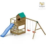 Fungoo - Spielturm 'jarcas 4', Teak, Mit Doppelschaukel, Rutsche, Sandkasten,