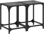 Couchtische Mit Glasplatte 2 Stk. Schwarz 30x30x40 Cm Stahl Vidaxl