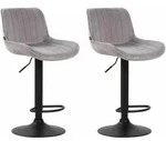 Clp - 2er Set Barhocker Lentini Samt Grau Schwarz