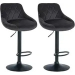 Clp - 2er Set Barhocker Lazio Samt Dunkelgrau Schwarz