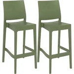 Clp - 2er Set Barhocker Maya Kunststoff Oliv