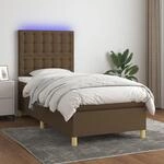 Boxspringbett Mit Matratze & Led Dunkelbraun 100x200 Cm Stoff Vidaxl