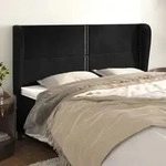 Kopfteil Mit Ohren Schwarz 183x23x118/128 Cm Samt Vidaxl