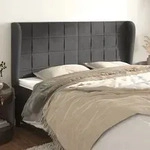 Kopfteil Mit Ohren Dunkelgrau 203x23x118/128 Cm Samt Vidaxl
