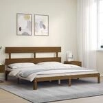 Massivholzbett Mit Kopfteil Honigbraun 200x200 Cm Vidaxl
