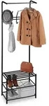 Relaxdays - Garderobenst&auml;nder Mit Schuhablage, Freistehend, Flur Standgarderobe,