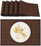 Relaxdays - Tischset, 6er Set, Bambus, Stoffrand, Rutschhemmend, 45 X 30 Cm, Teller,