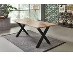 Sam Outillage - Esstisch Baumkante Akazie Naturfarben 140 X 80 Cm X-gestell Schwarz