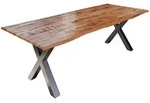 Esstisch Baumkante Massiv Mango Naturfarben 180 X 90 Silber X-gestell Dora