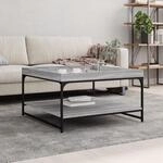 Couchtisch Grau Sonoma 80x80x45 Cm Holzwerkstoff Und Eisen Vidaxl
