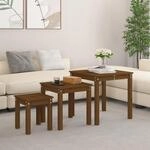 Vidaxl - Satztische 3 Stk. Honigbraun Massivholz Kiefer