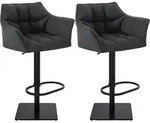 Clp - 2er Set Barhocker Damaso Stoffbezug Schwarz Dunkelgrau