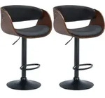 Clp - 2er Set Barhocker Portmore Kunstleder Walnuss/schwarz Metall Matt Schwarz
