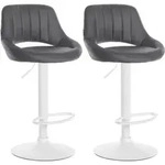 Clp - 2er Set Barhocker Milet Kunstleder Grau Metall Matt Weiss