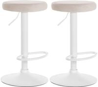 Clp - 2er Set Barhocker Ponte Samt Creme Metall Matt Weiss