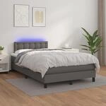 Vidaxl - Boxspringbett Mit Matratze & Led Grau 120x200 Cm Kunstleder