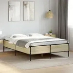 Bettgestell Sonoma-eiche 160x200 Cm Holzwerkstoff Und Metall Vidaxl