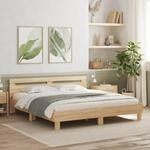 Bettgestell Mit Kopfteil Sonoma-eiche 200x200 Cm Holzwerkstoff Vidaxl