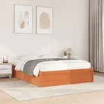 Massivholzbett Ohne Matratze Wachsbraun 140x200 Cm Kiefernholz Vidaxl