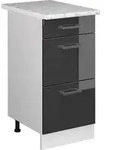 K&uuml;chenunterschrank R-line, Anthrazit Hochglanz, 40 Cm Mit Schubladen, Ap Marmor