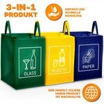 Tresko - 3er Set Recycling M&uuml;ll Sortiertaschen M&uuml;lltrennsystem Abfalltrennsystem